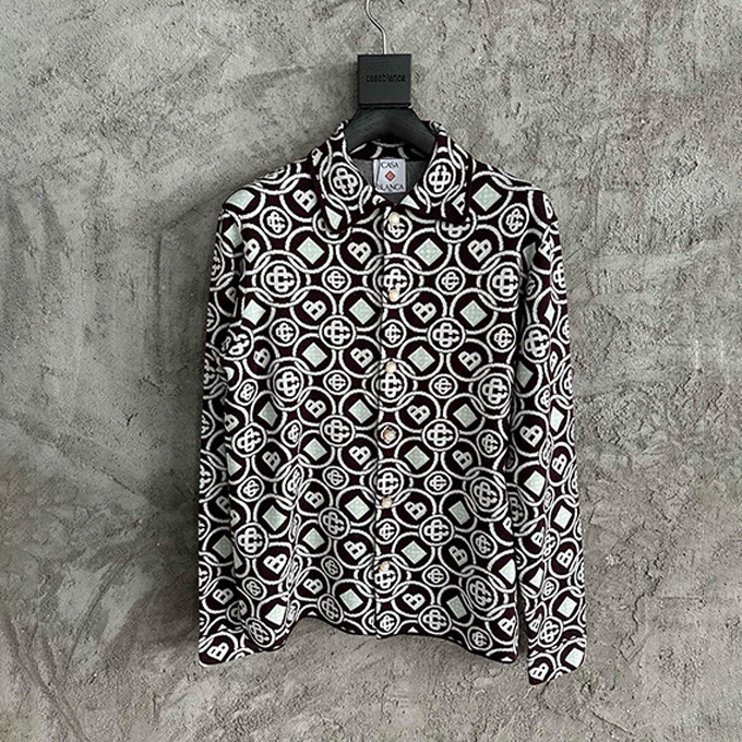 casablanca circular logo jacquard knit shirt jacket